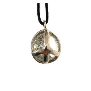 Metal and glass peace sign necklace